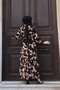 Women's Summer Belted Sleeve Elastic Patterned Viscose Woven Hijab Dress - 7
