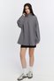 Jery Women's Smoked Gray 100% Cotton Stand Collar Half Zipper Oversize Sweatshirt - 5