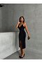 Women's Black Strap Glitter Wrap Dress - 6
