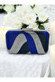 Special Design Navy Blue Silver Cobalt Colors Crystal Stone Evening Dress Bag Kına - 2