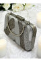 Special Design Silver Platinum Color Metal Handle Crystal Stone Evening Dress Bag Kına - 7