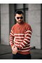 Men's Stand Collar Half Zipper Thin Striped Knitwear Sweater - 4