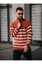 Men's Stand Collar Half Zipper Thin Striped Knitwear Sweater - 6
