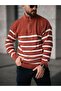 Men's Stand Collar Half Zipper Thin Striped Knitwear Sweater - 5