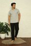 Fashion Line Men's Gray V-Neck 3-Piece Pajama Set 6822 - 4