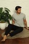 Fashion Line Men's Gray V-Neck 3-Piece Pajama Set 6822 - 2