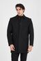 Men's Black Cashmere Wool Shirt Collar Overcoat Regular Fit Large Size