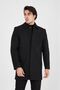 Men's Black Cashmere Wool Shirt Collar Overcoat Regular Fit Large Size - 3