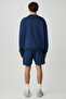 Shaw Men's 3 Thread Elastic Waist Comfortable Navy Shorts - 6
