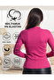 Camisole Half-Necked Body Sweatshirt, Ribbed Fabric, Lycra, Fuchsia Melange - 3