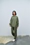 Khaki Women's Jogger Pants and Sleeves Label Detailed Modal Bottom Top Set - 3
