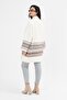 Women's White Ethnic Pattern Shawl Collar Knitwear Long Cardigan - 4