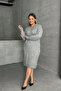 Plus Size V-Neck Long Sleeve Knitted Sweater Dress 302335 - 4