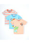 تي شيرت مخطط بأكمام نصفية - متعدد الألوان