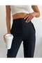 Women's Black High Waist Darted Fabric Trousers - 4