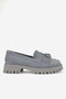 Women's Light Gray Suede Genuine Natural Leather Number 36-41 Tasseled Loafer Shoes - 2
