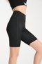 Women's Black High Waist Gathering Single Pocket Biker Shorts Short Sports Leggings - 4