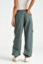 Women's Aqua Green Parachute Fabric Cargo Pocket Jogger Pants - 4