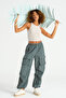 Women's Aqua Green Parachute Fabric Cargo Pocket Jogger Pants - 5