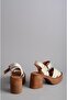 Seç 1409 Genuine Leather Heel Sandals (Heel Height: 9cm, Platform: 3 cm) Beige - 7
