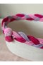 Ecru Towel Basket / Pink Braided Bath Basket / Organizer Storage Basket for Care Products - 6