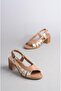 Genuine Leather Heel Sandals - Select 911 Mink, 6cm Heel Height - 6