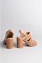 Seç 108 Genuine Leather Heel Sandals (Heel Height: 9 cm) Mink - 5