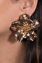 Shiny Gold Color Metal Big Flower Earrings