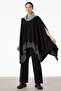 Black Knitwear Pants and Poncho Set - 2
