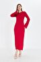 Crew Neck Standard Size Ribbed Look Fit Cut Long Dress - 3