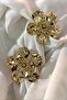 Shiny Gold Color Metal Big Flower Earrings - 5