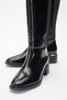 ROCHOS Black Patent Leather Stretch Detail Genuine Leather Women's Boots - 4