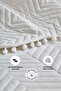 Ollie 100% Cotton Bedspread (Pique) Set Double Quilted with Pompoms Daily White Cream - 5