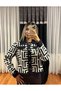 Geometric patterned cardigan black - cream
