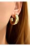 Gold thick hoop earrings - 3