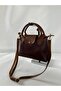 Women's Mini Burgundy Hand and Shoulder Bag with Zipper and Snap Closure - 4