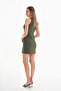 Women's Strappy Mini Dress Full Lycra Crepe Khaki - 8