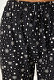 Patterned Soft Textured Knitted Pajama Bottom Black Ecru Lce0002 - 4