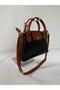 Women's Mini Black Zipper and Snap Closure Hand and Shoulder Bag - 3