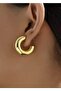 Gold thick hoop earrings - 2