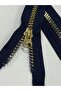 Zipper 55 cm metallic look / Navy Blue / Gold - 7