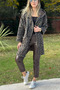 Hooded Brown Leopard Print Wide Fit Long Stamp Jacket