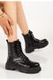 812-356 Black Crocodile Lace-Up Zippered Daily Women's Boots - 2