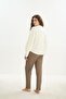 Women's Long Sleeve Cream Pajama Set C9T2N2O61 - 4