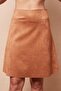 Lightweight Lycra Suede Fabric High Waist Above Knee Short Kilos Skirt-Camel - 6