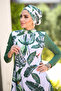 Design Full Covered Hijab Swimsuit Green Leaves - 4