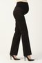 Maternity High Waist Flexible Elastic Waistband Wide Leg Plus Size Gabardine Trousers Black