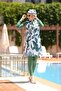 Design Full Covered Hijab Swimsuit Green Leaves - 6