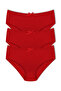 Red High Waist Large Size Women's Panties 3-Piece