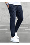 Navy Blue Classic Baggy Comfortable Slim Cut Straight Leg Sweatpants - 4